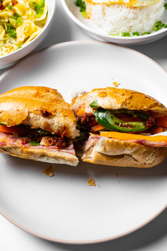 Banh Mi with Steph's Secret Stufff chili oil